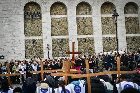 Stations of the Cross procession in Paris