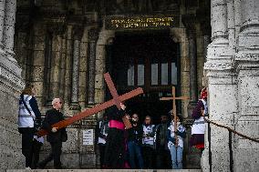 Stations of the Cross procession in Paris