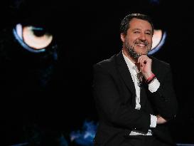 Matteo Salvini During TV Show - Rome