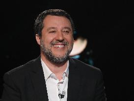 Matteo Salvini During TV Show - Rome