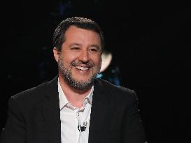 Matteo Salvini During TV Show - Rome