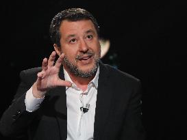 Matteo Salvini During TV Show - Rome