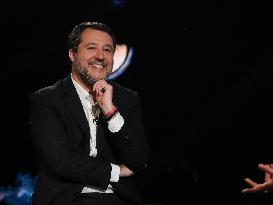 Matteo Salvini During TV Show - Rome