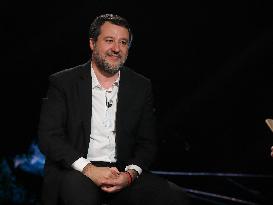 Matteo Salvini During TV Show - Rome