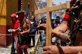 Penitens In Good Friday Procession In Atlixco