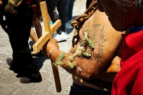 Devotees In Atlixco, Mexico, Set Out On A Traditional March Known As "Los Engrillados" To Wash Away Their Sins.