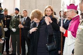 Queen Sofia during Procession of the Christ of the Halberdiers - Madrid