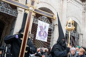 Good Friday Procession During Holy Week In Barcelona.