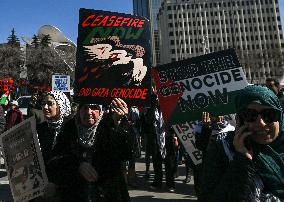 March For Palestine Organised On Land Day In Edmonton