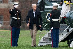 President Joe Biden and first lady Dr. Jill Biden return to Washington, DC