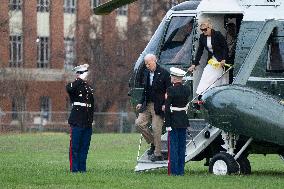 President Joe Biden and first lady Dr. Jill Biden return to Washington, DC