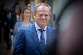 Prime Minister Of Poland Donald Tusk At The European Council Summit