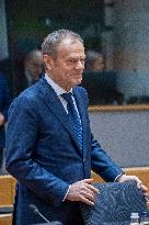 Prime Minister Of Poland Donald Tusk At The European Council Summit