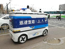 Unmanned Patrol Vehicle Patrols in Beijing