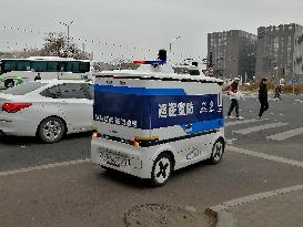 Unmanned Patrol Vehicle Patrols in Beijing