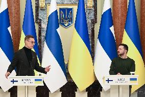 A Media Briefing Of Presidents Of Finland And Ukraine In Kyiv, Amid Russia's Invasion Of Ukraine.