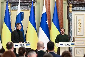 A Media Briefing Of Presidents Of Finland And Ukraine In Kyiv, Amid Russia's Invasion Of Ukraine.
