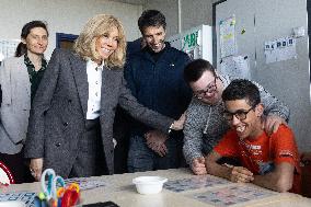 Brigitte Macron visits the medical educational institute Leonce Malecot - Saint-Cloud