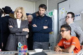 Brigitte Macron visits the medical educational institute Leonce Malecot - Saint-Cloud