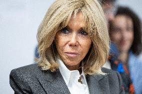 Brigitte Macron visits the medical educational institute Leonce Malecot - Saint-Cloud