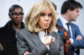 Brigitte Macron visits the medical educational institute Leonce Malecot - Saint-Cloud