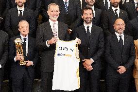 King Felipe In Audience With Real Madrid Basketball Team - Madrid