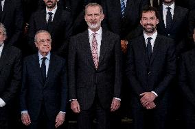 King Felipe In Audience With Real Madrid Basketball Team - Madrid