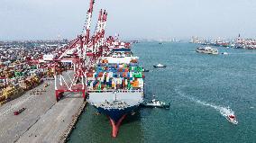 Container Terminal Export Trade in Qingdao Port