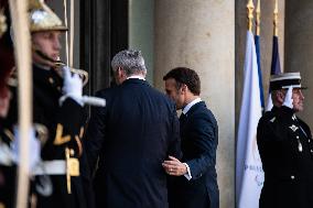 Macron Hosts Austrian Chancellor Karl Nehammer At Elysee Palace