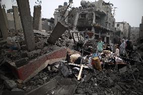 MIDEAST-GAZA-MAGHAZI REFUGEE CAMP-ISRAEL-AIRSTRIKE