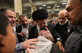 Ayatollah Ali Khamenei At The Funeral Of Members Of The Revolutionary Guards - Damascus