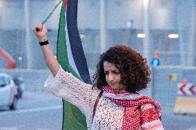 Protest In Solidarity With Palestine During The Maccabi Tel-Aviv VS FCBarcelona Basket Basketball Game.