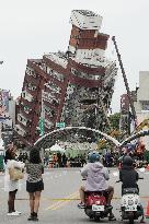 Aftermath of strong earthquake in Taiwan