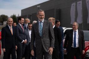 King Felipe VI Visits Seat Battery Assembly Plant - Barcelona