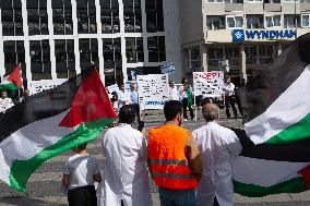 Rally For Medical Workers For Ceasefire In Gaza In Cologne