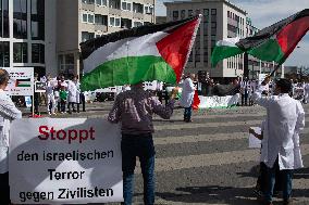 Rally For Medical Workers For Ceasefire In Gaza In Cologne