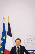 President Macron In Videoconference With PM Sunak - Paris