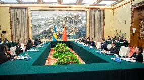 CHINA-BEIJING-ZHAO LEJI-BAHAMIAN PARLIAMENT LEADERS-TALKS (CN)