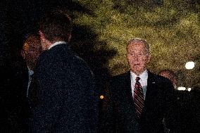 President Joe Biden Leaves Dinner with Jill Biden, Prime Minister of Japan Fumio Kishida and Yuko Kishida in Washingon, DC