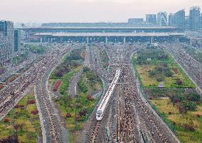 A Bullet Train Runs in Nanjing