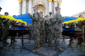 Farewell ceremony of perished soldiers Serhii Konovalov and Taras Petryshyn in Kyiv