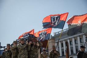 Farewell ceremony of perished soldiers Serhii Konovalov and Taras Petryshyn in Kyiv