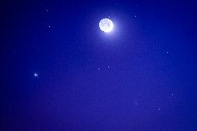 12P/Pons-Brooks Comet Next To Jupiter And The Moon