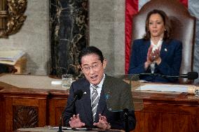 Japanese PM Kishida Addresses Joint Session Of Congress - Washington