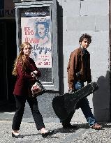 Timothee Chalamet and Elle Fanning On 'A Complete Unknown' Film Set - USA