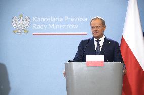 Kyriakos Mitsotakis And Donald Tusk Press Conference - Warsaw