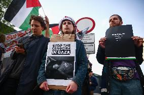 Pro-Palestine Protest Against Exhibition By Israeli Artist In Krakow, Poland