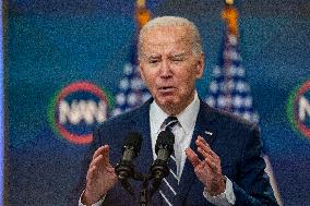 President Joe Biden delivers virtual remarks at the National Action Network