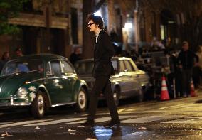 Timothy Chalamet On the set of ''A Complete Unknown'' - Hoboken