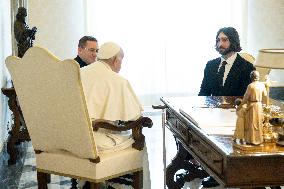 Pope Francis receives co-founder and CEO of the Cohere company